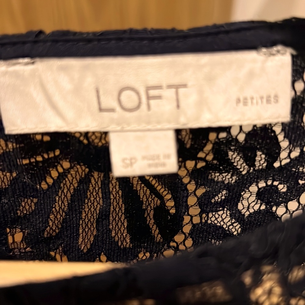 Loft dark blue lace top with bell sleeves - Picture 9 of 15